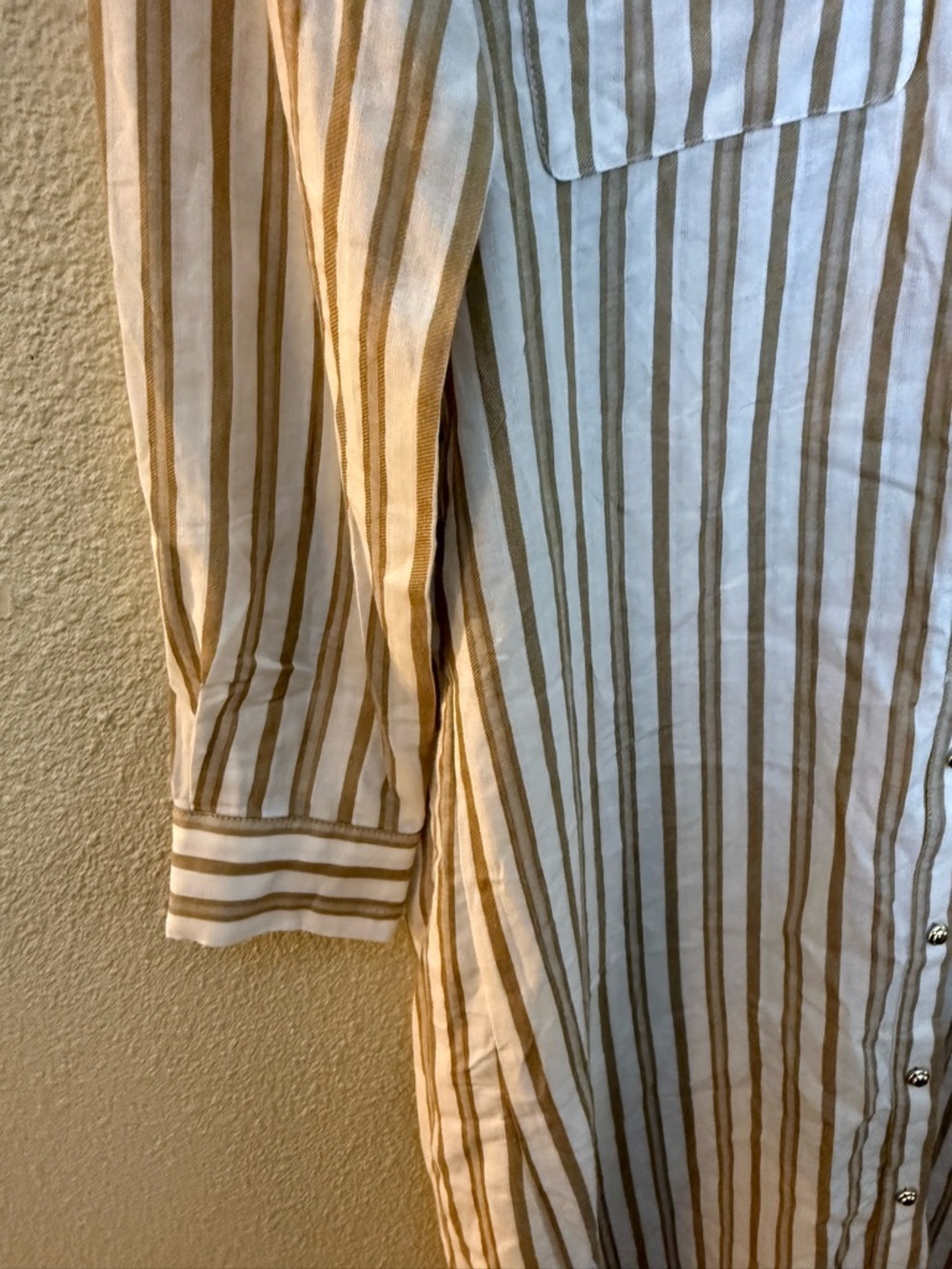 Vici Cream and Tan Striped Button-Front Midi Dress - Picture 6 of 8
